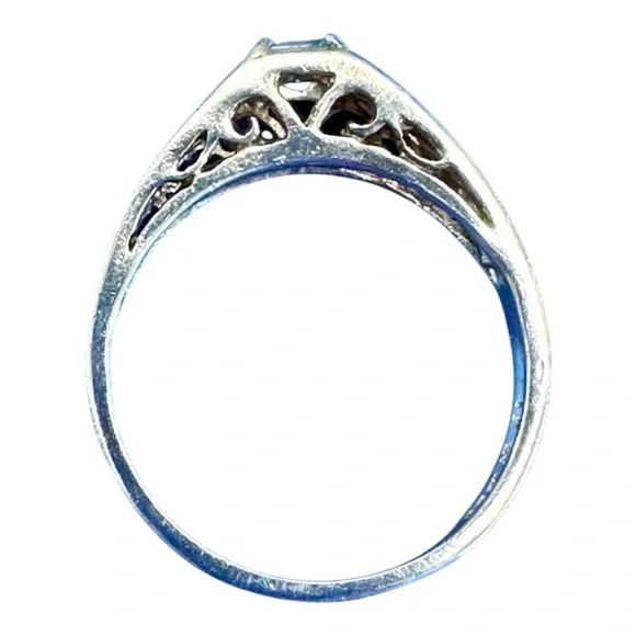 Sterling Silver 925 Blue Topaz Ring filigree Size 6 - Picture 8 of 8